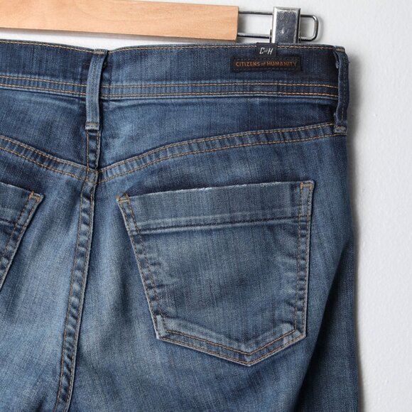 COH Citizens of Humanity DANI Cropped Straight Leg Jeans Raw Hem Dark Blue Denim - Picture 11 of 13